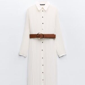 Zara pleated midi dress w belt - NWT